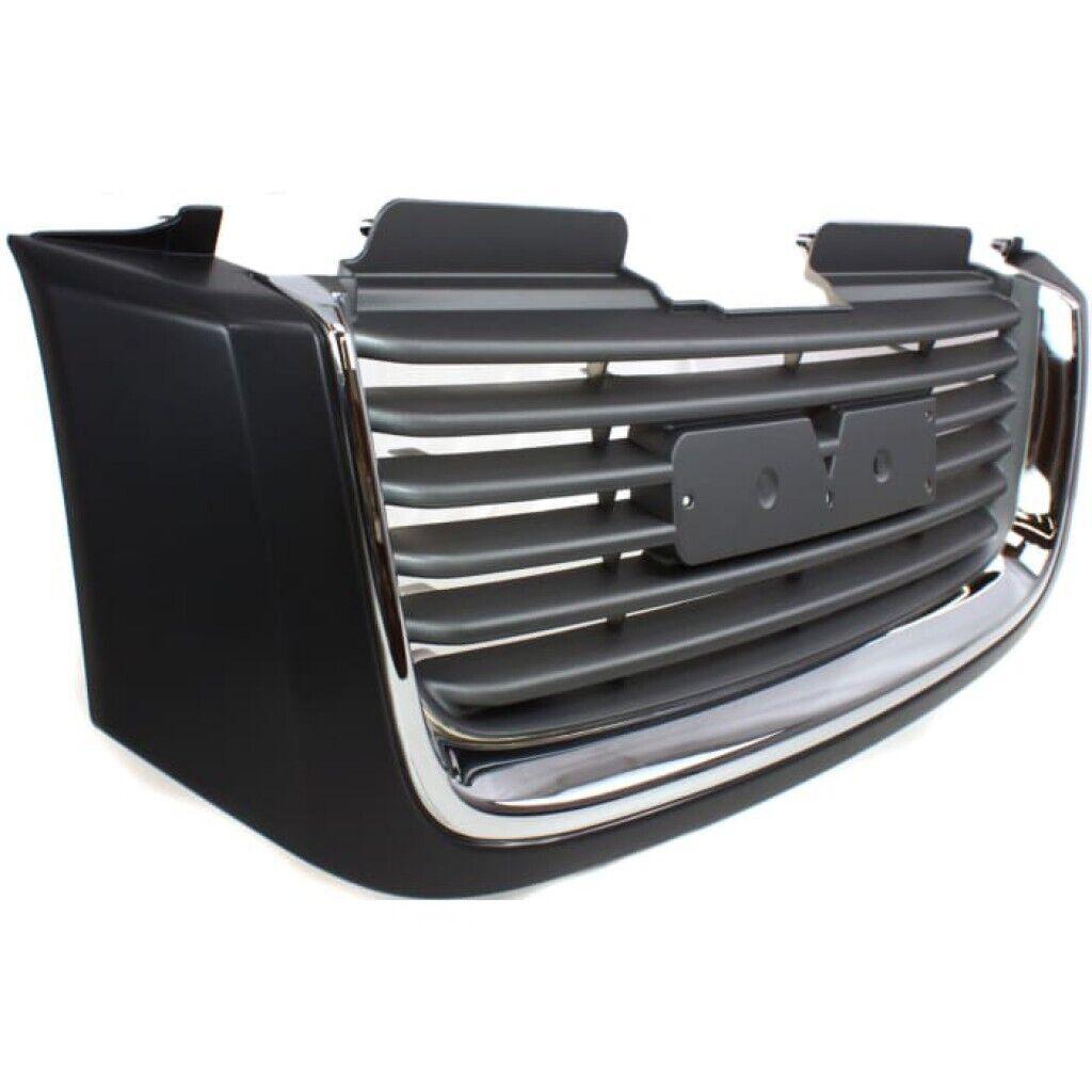 2002-2009 Gmc Envoy Grille Chrome/Black With Black Frame Without H/L Washer Hole , GM1200604. Precision fitment for collision repair.