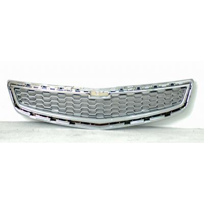 2013 Chevrolet Malibu Grille Center Ltz Model Silver-Gray With Chrome Mldg , GM1200649. Side view of the replacement part.