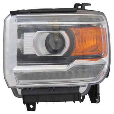2014-2015 Gmc Sierra 1500 Head Lamp Driver Side Halogen With Led Chrome , GM2502390. Durable and impact-resistant.