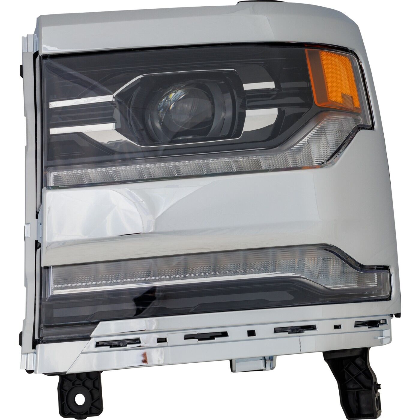 2019 Chevrolet Silverado 1500-LD Head Lamp Driver Side Led With Chrome Bezel , GM2502452. Side view of the replacement part.