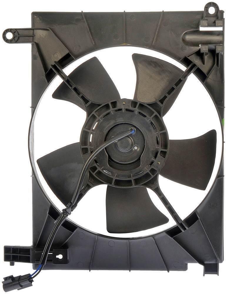 2004-2008 Pontiac Wave Sedan Radiator Fan Assy Without Ac , GM3115184. Side view of the replacement part.