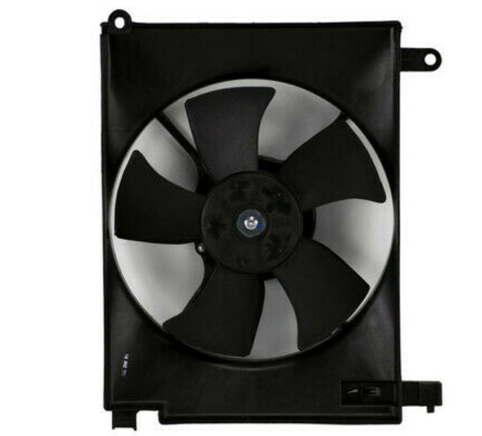 2004 Chevrolet Aveo Hatchback Radiator Fan Assy With Ac , GM3117105. Installed view for reference.