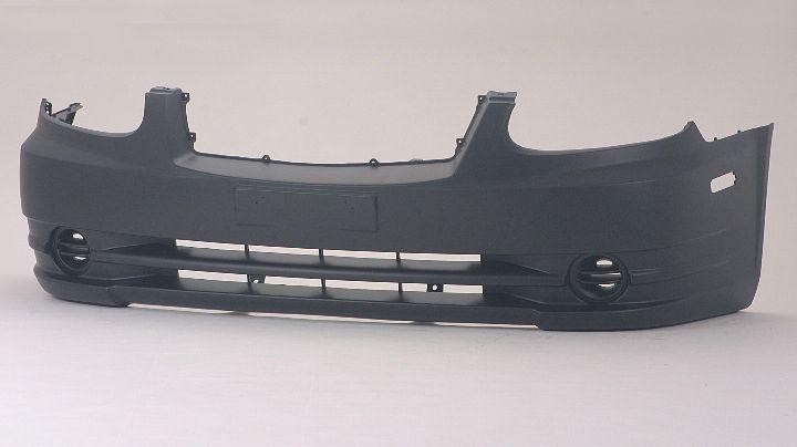2003-2006 Hyundai Accent Hatchback Front Bumper Primed Without Fog Lamp Hole , HY1000145. OEM-style replacement.