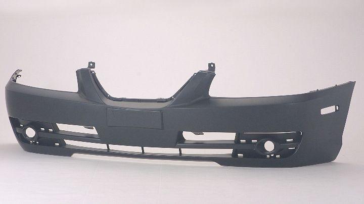 2004-2006 Hyundai Elantra Front Bumper Primed Without Bumper Strip Holes , HY1000148. Side view of the replacement part.