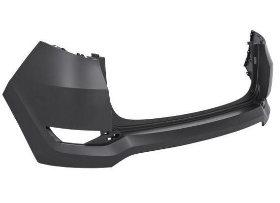 2016-2018 Hyundai Tucson Rear Upper Bumper Primed Without Sensor , HY1114103. Side view of the replacement part.