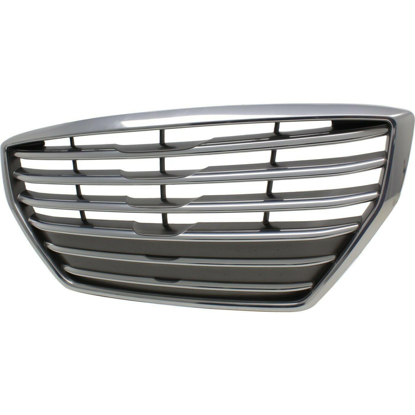 2015-2016 Hyundai Genesis Sedan Grille Chrome Silver/Satin Without Adaptive Cruise , HY1200191. Side view of the replacement part.