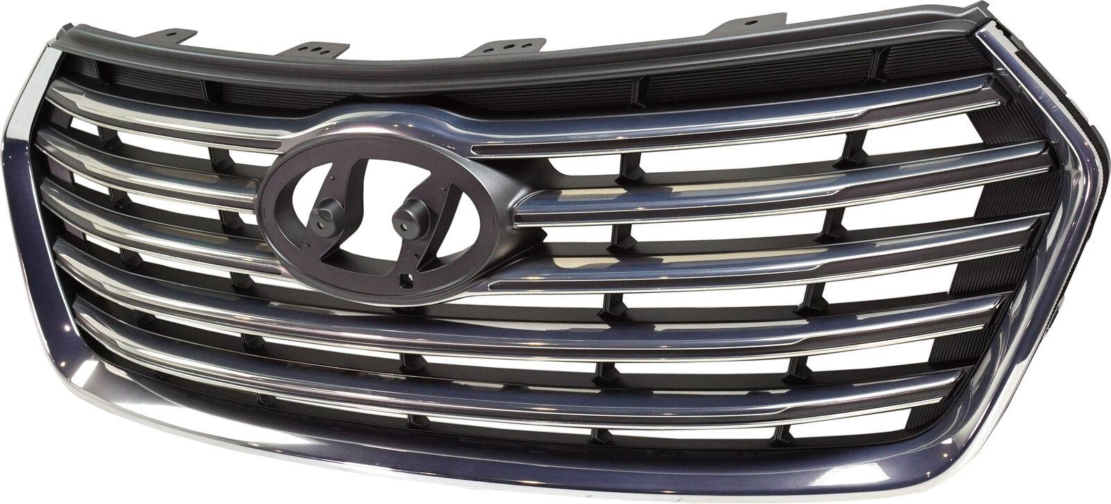 2019 Hyundai Santa Fe XL Grille Black With Satin Chrome Bars/Frame Use Without Camera , HY1200199. High-strength and long-lasting.