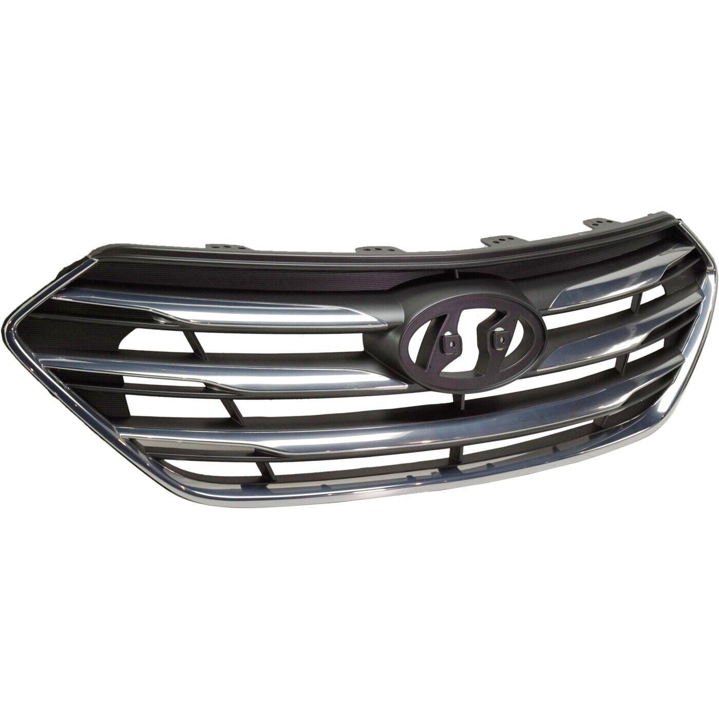 2017-2018 Hyundai Santa Fe Sport Grille Silver With Chrome Moulding Without Camera Sport , HY1200201. Durable and impact-resistant.