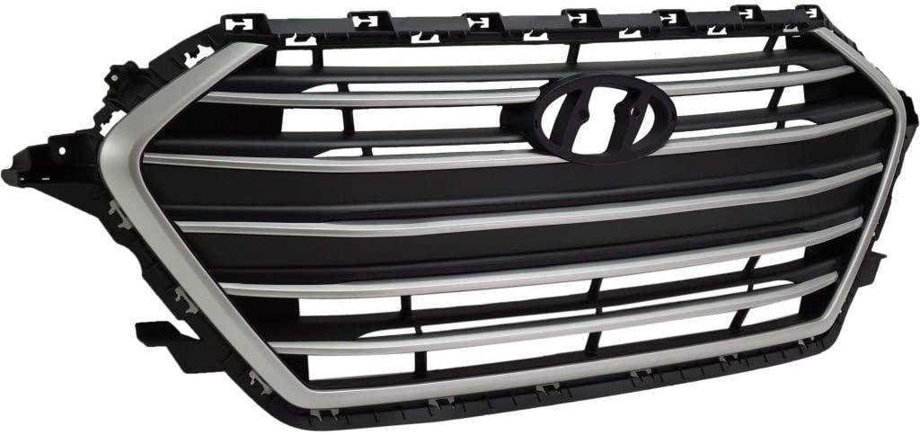 2017-2018 Hyundai Elantra Sedan Grille Black With Silver Bars/Silver Front Ame , HY1200204. Exact fit for vehicle restoration.