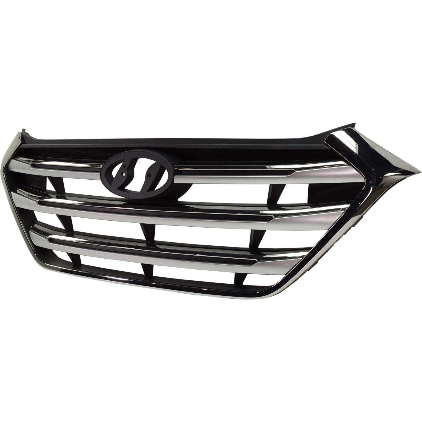 2017-2018 Hyundai Tucson Grille With Silver Bars With Chrome Frame , HY1200209. OEM-style replacement.