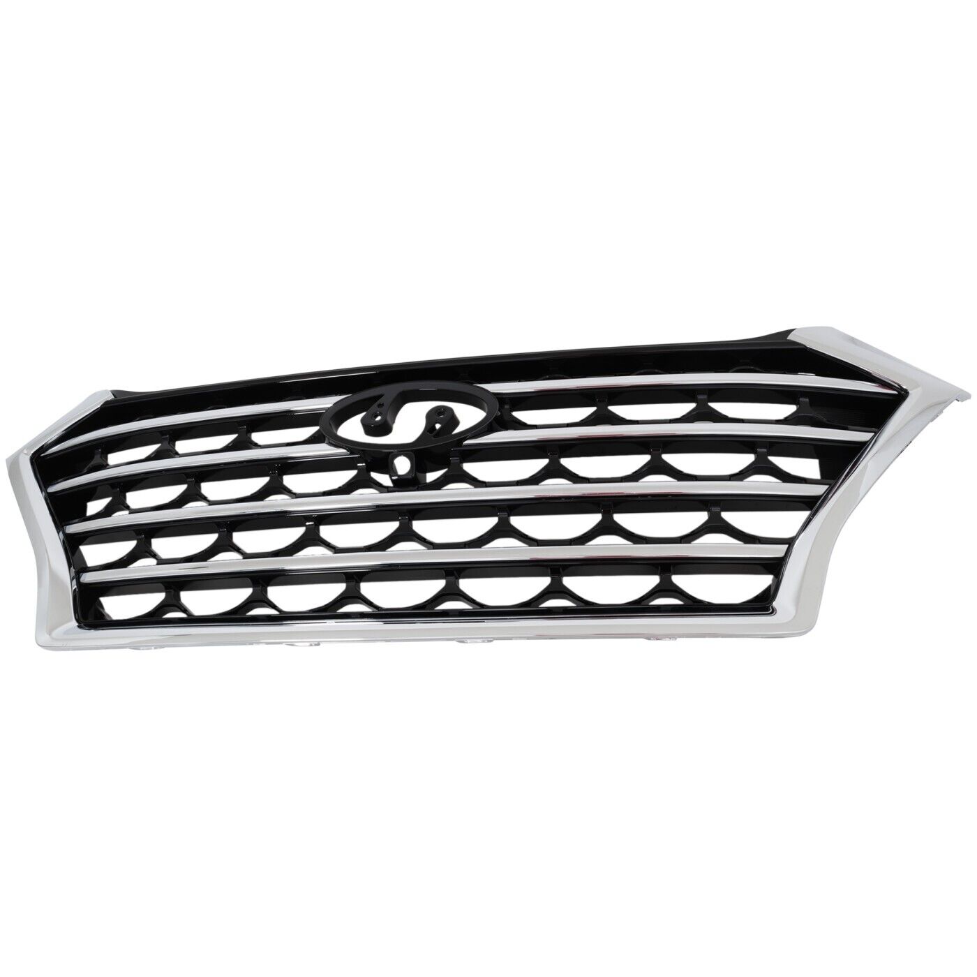 2019-2021 Hyundai Tucson Grille Front Ptd Black Chrome Molding With Camera , HY1200234. Side view of the replacement part.