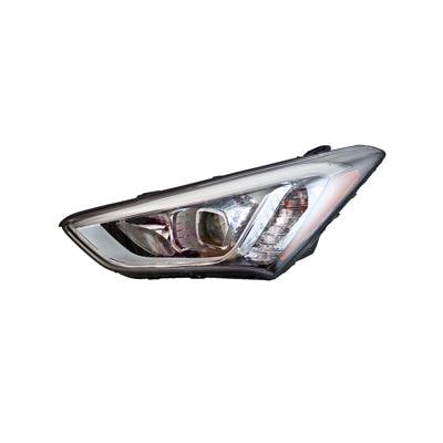 2013-2016 Hyundai Santa Fe Sport Head Lamp Driver Side Hid Sports Black Bezel , HY2502179. Installed view for reference.