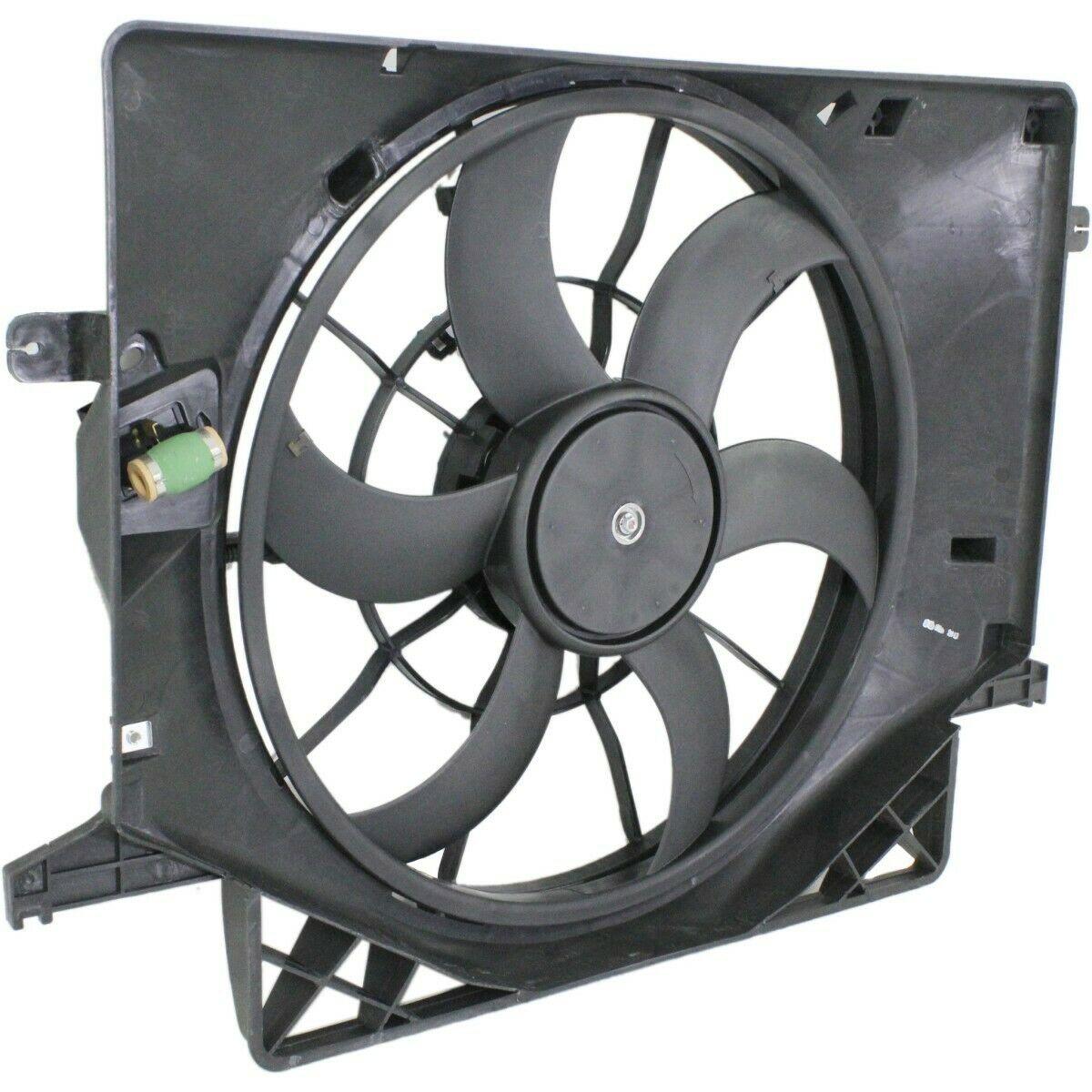 2010-2012 Hyundai Genesis Coupe Radiator Fan Assy , HY3115127. Side view of the replacement part.