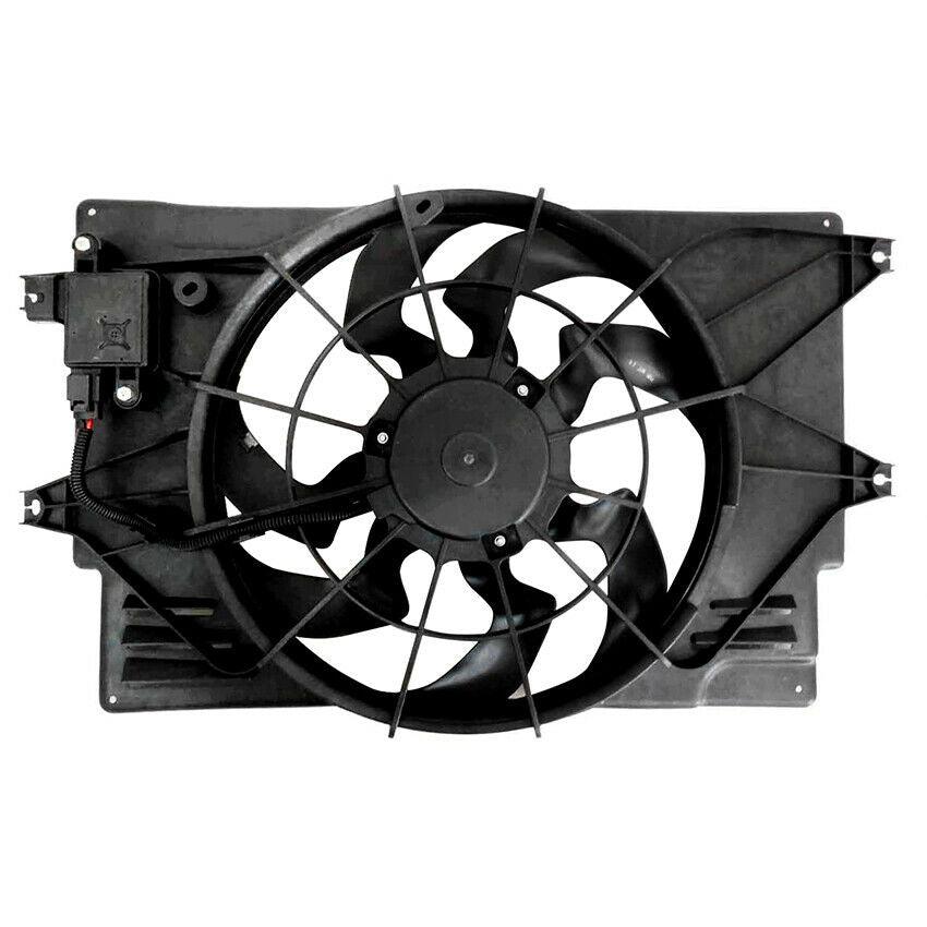 2017-2019 Hyundai Elantra Sedan Cooling Fan Assy 1.4L/1.6L Single Fan Assy , HY3115158. Side view of the replacement part.