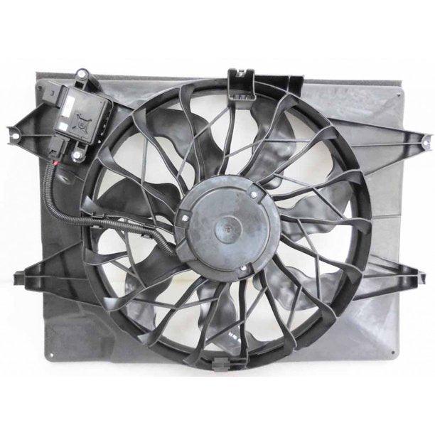 2017-2020 Kia Optima Hybrid Cooling Fan Assy , HY3115159. Angle view for visual reference.