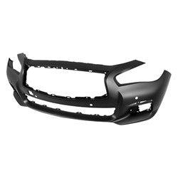 2014-2017 Infiniti Q50 Sedan Front Bumper Primed With Sensor Without Sport , IN1000257. OEM-quality exterior component.