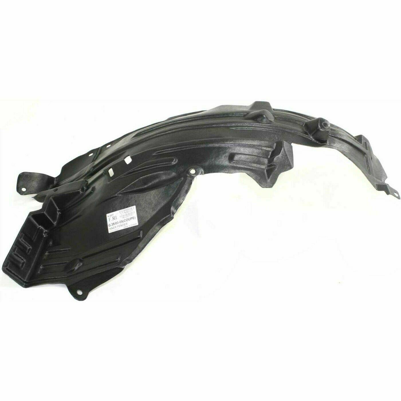 2003-2007 Infiniti G35 Coupe Fender Liner Front Driver Side , IN1250105. Factory-style replacement part.