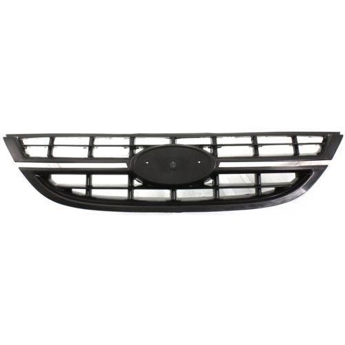2004-2006 Kia Spectra Grille (With Chrome Insert) Matte-Black , KI1200134. Precision fitment for collision repair.