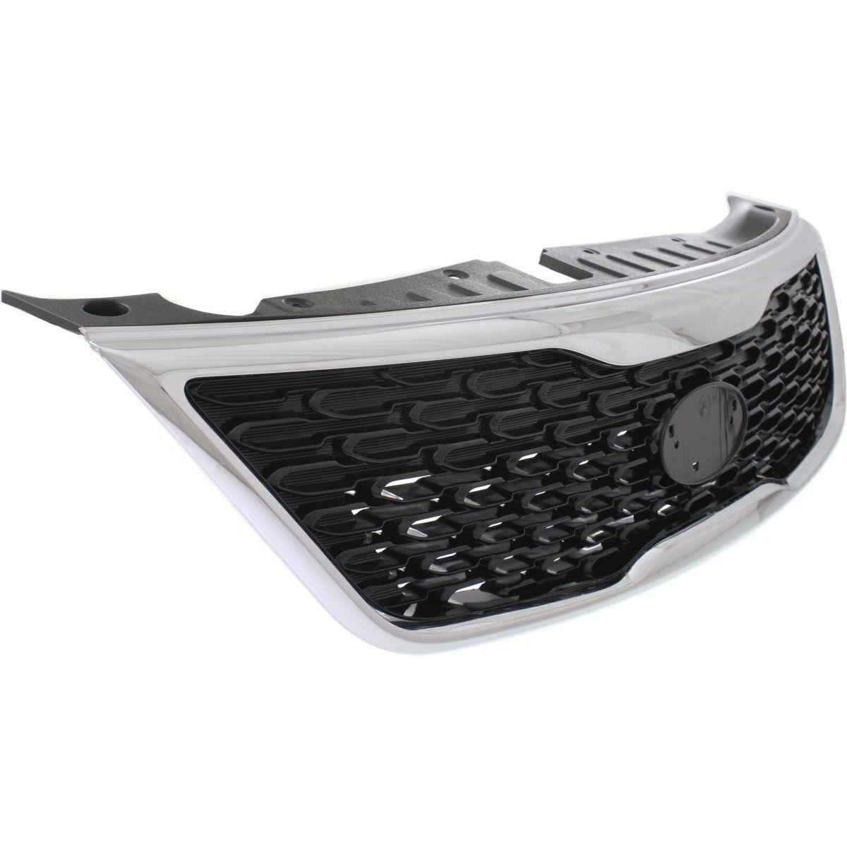2014-2015 Kia Sorento Grille Painted Black With Chrome Moulding , KI1200155. Side view of the replacement part.