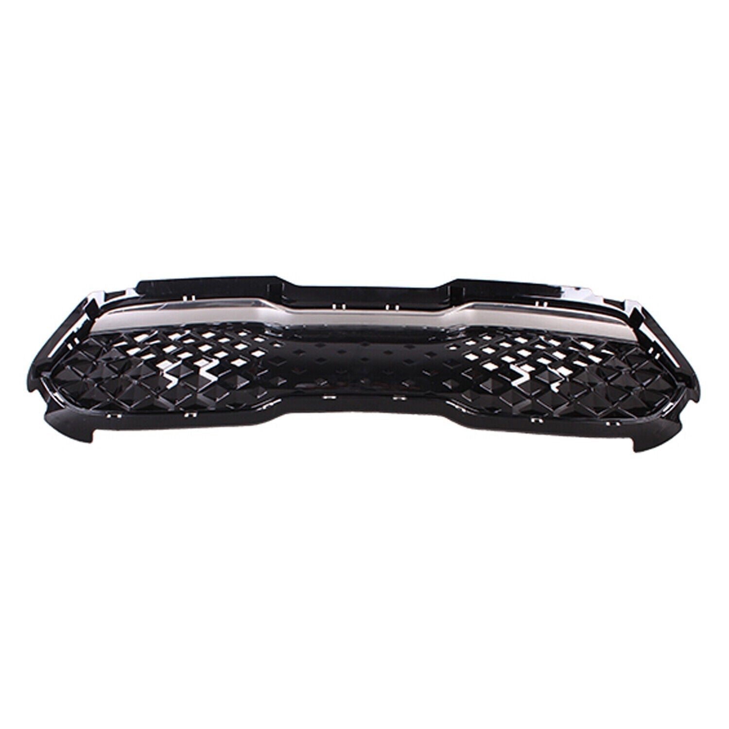2020-2022 Kia Niro Grille Front Ptd Black With Smoked Chrome Molding , KI1200214. Side view of the replacement part.