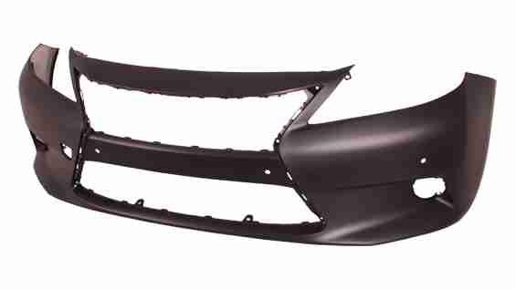 2013-2015 Lexus ES300H Front Bumper Primed With Sensor Hole , LX1000242. Side view of the replacement part.