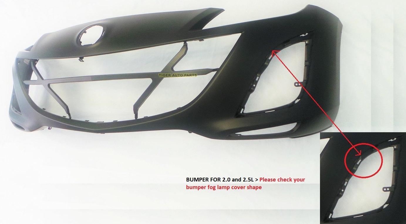 2010-2011 Mazda 3 Front Bumper With Flush Edge Driver Side/Passenger Side Insert , MA1000224. Angle view for visual reference.