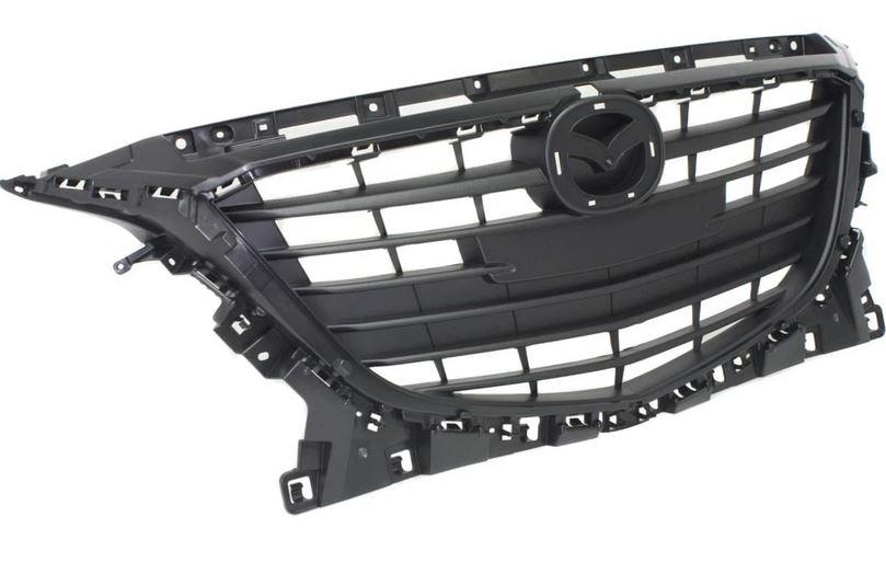 2014-2016 Mazda 3 Grille Textured Black , MA1200197. Angle view for visual reference.