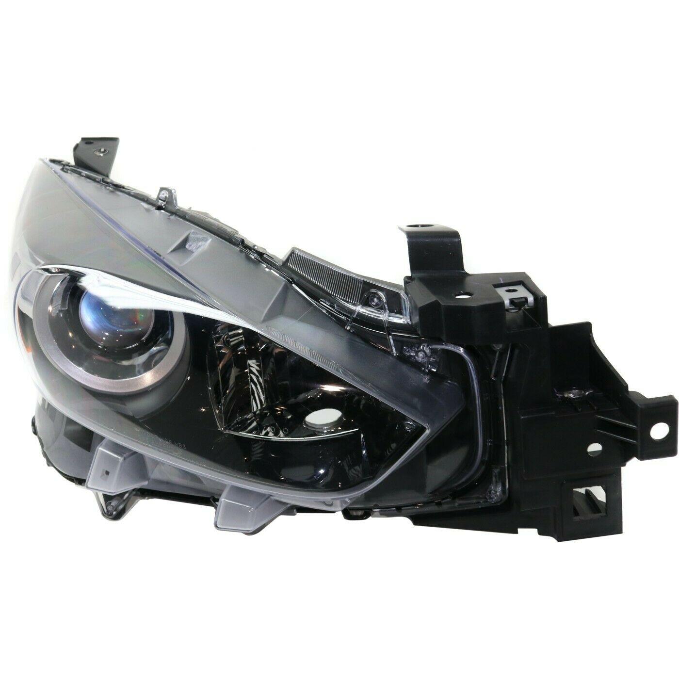 2017-2018 Mazda 3 Head Lamp Passenger Side Halogen , MA2519175. Side view of the replacement part.