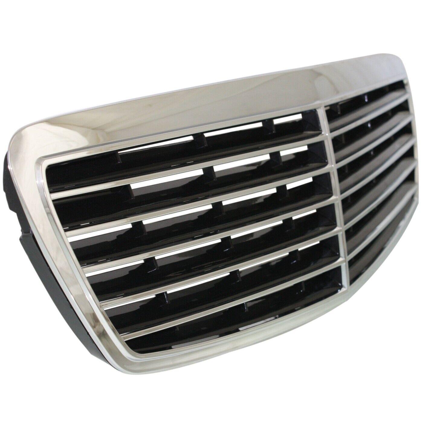 2003-2006 Mercedes E500 Grille Chrome/Black With Avantgarde Without Sensor (11 Moulding) , MB1200141. Replacement part ready for install.