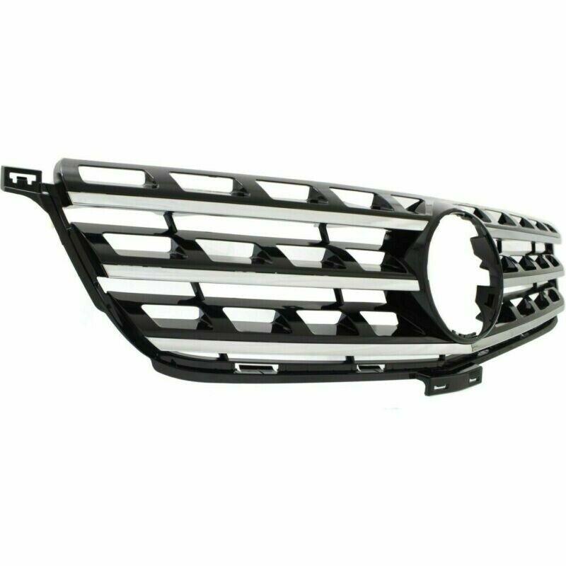 2012-2015 Mercedes ML350 Grille Black With Chrome Mldg Without Emblem , MB1200162. Angle view for visual reference.