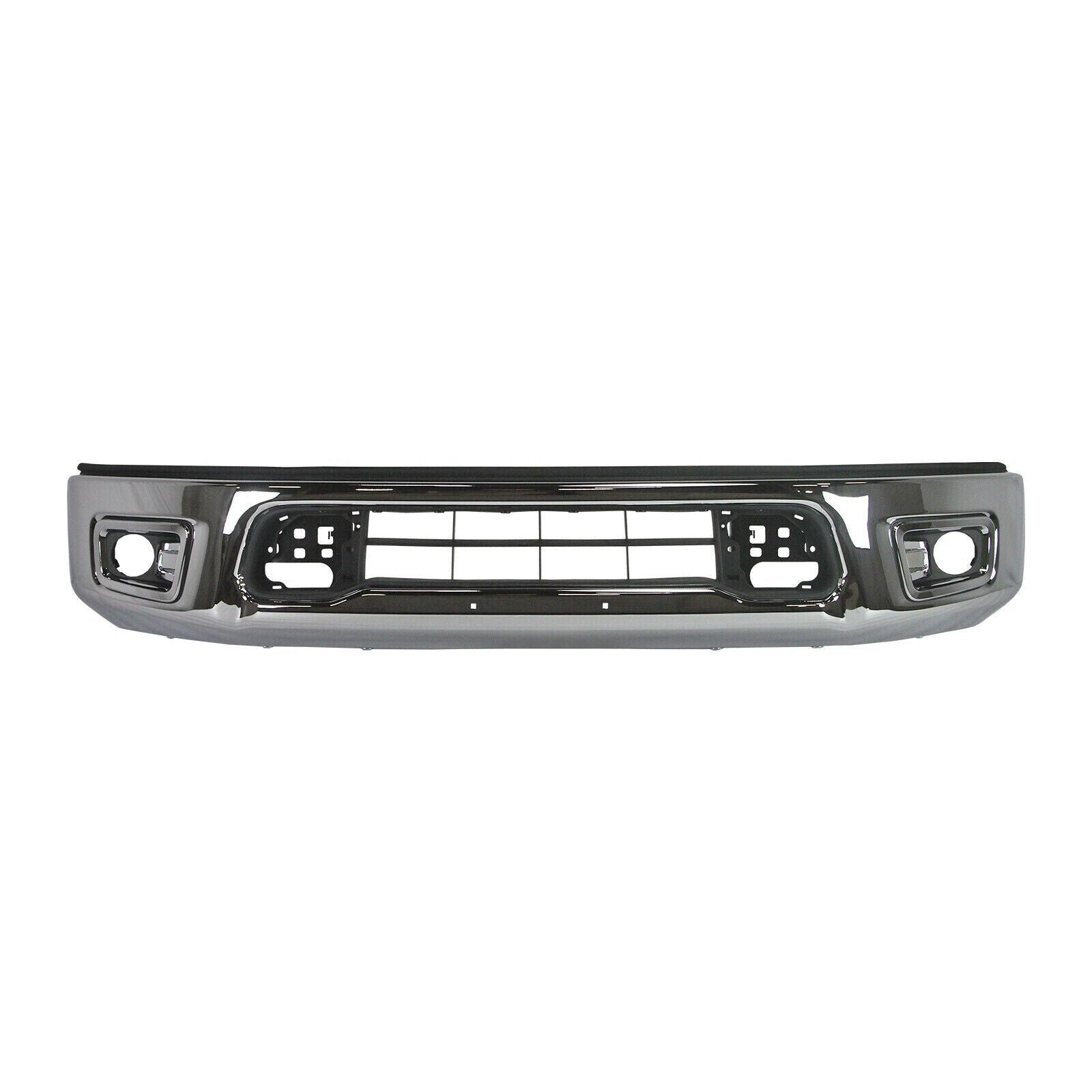 2017-2019 Nissan Titan Front Bumper Face Bar Without Sensor Chrome , NI1002153. OEM-style replacement.