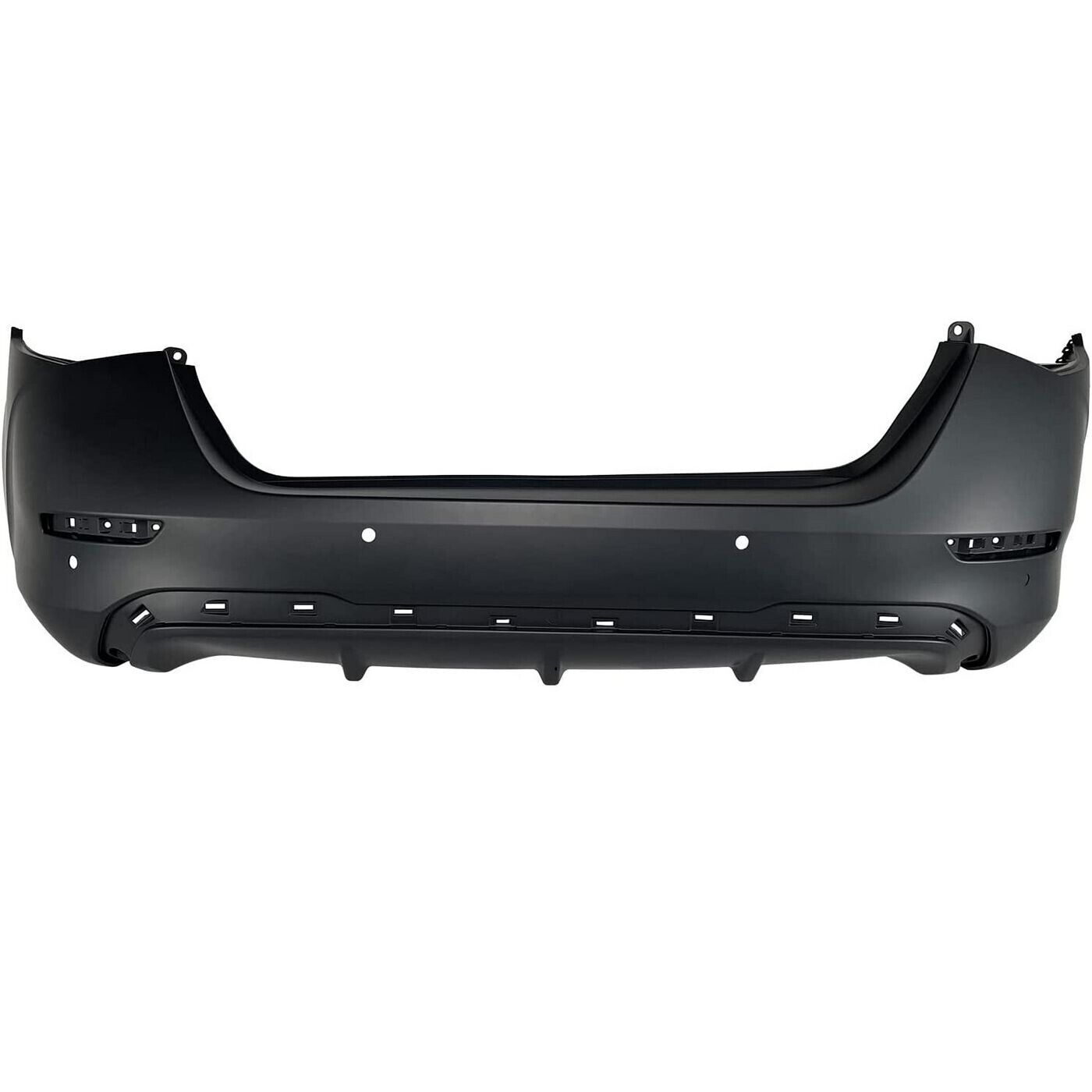 2020-2023 Nissan Sentra Rear Bumper Primed With Sensor S/Sv Models , NI1100338. Side view of the replacement part.