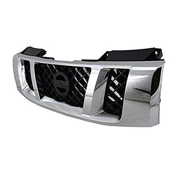 2008-2014 Nissan Titan Grille Matte-Black With Chrome Frame Le/Se , NI1200240. Side view of the replacement part.