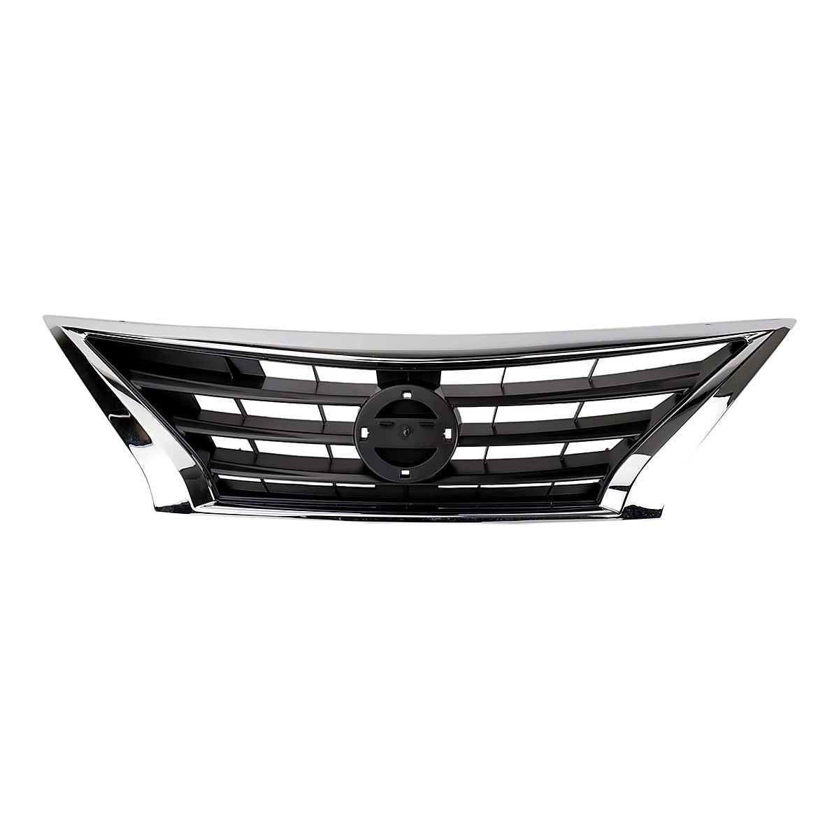 2015-2019 Nissan Versa Sedan Grille Chrome Black, ni1200261. Front view.