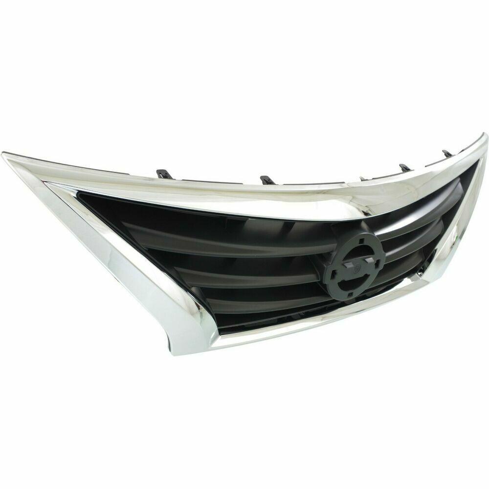 2015-2019 Nissan Versa Sedan Grille Chrome/Black , NI1200261. High-strength and long-lasting.