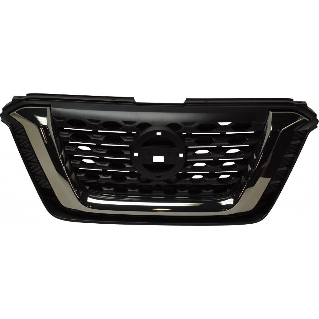 2018-2020 Nissan Kicks Grille Front Matte Black With Smoke Chrome , NI1200302. Angle view for visual reference.