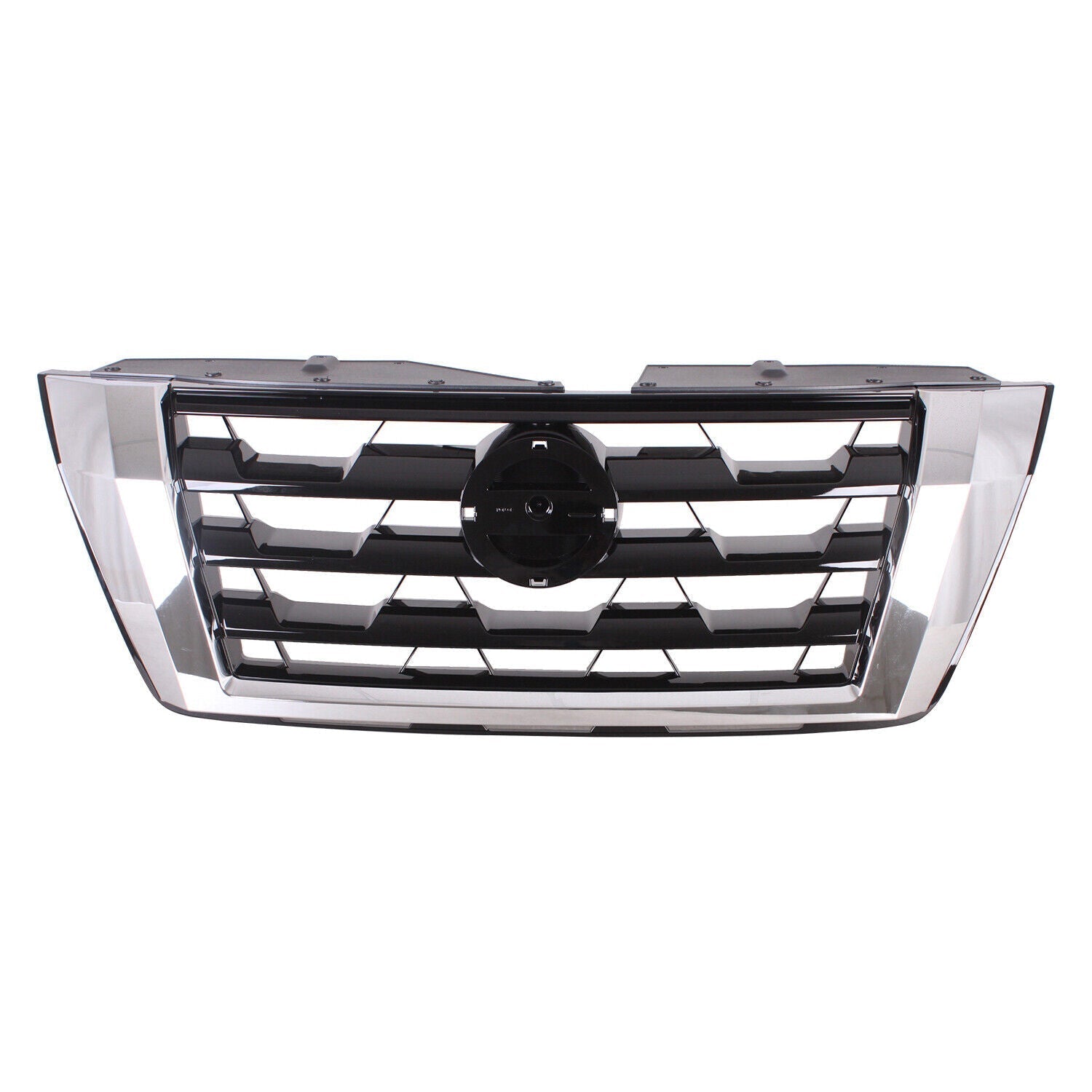 2021-2023 Nissan Armada Grille Front Ptd Black With Chrome Frame Use Without Camera , NI1200326. Installed view for reference.