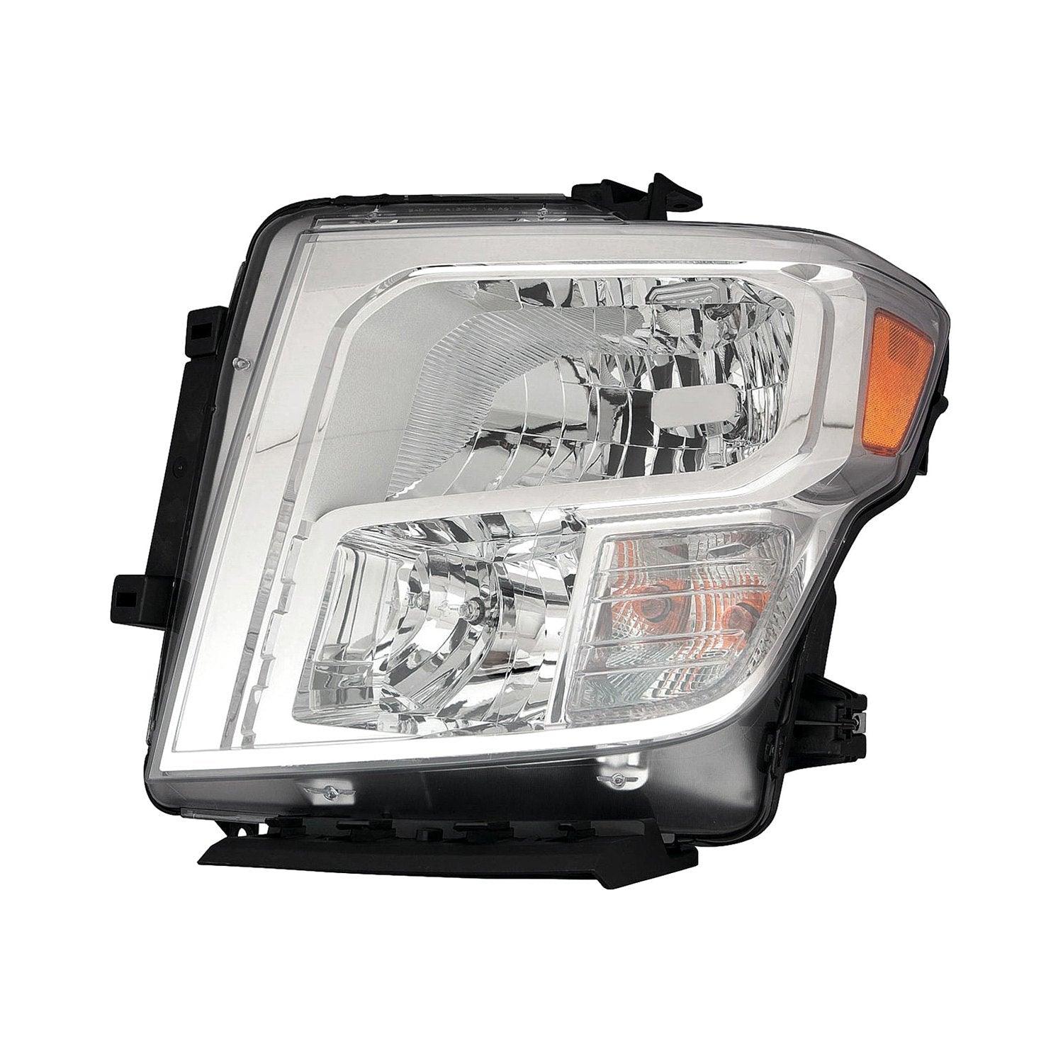 2017-2021 Nissan Titan Head Lamp Driver Side Halogen , NI2502250. OEM-quality exterior component.