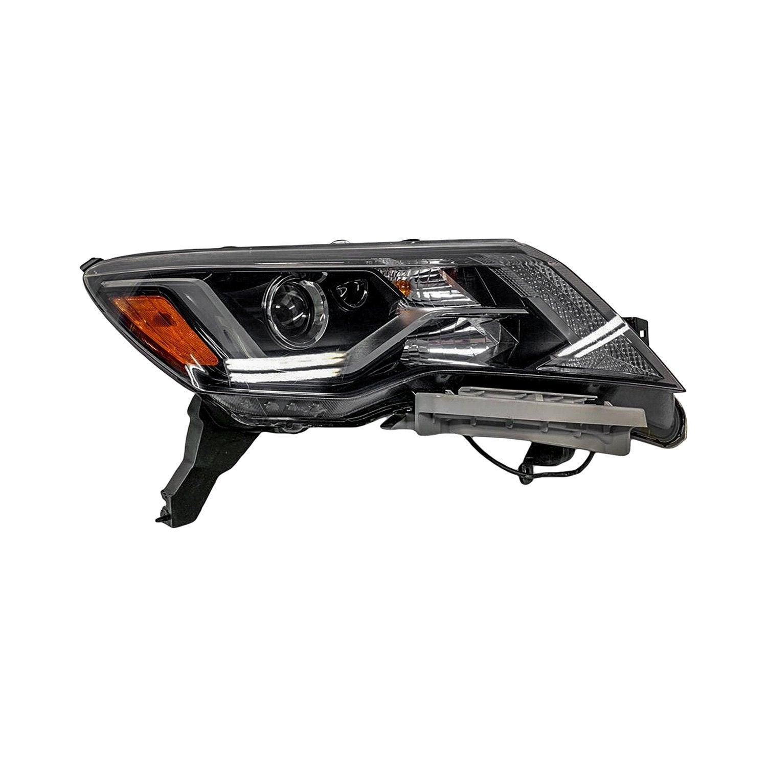 2017-2019 Nissan Pathfinder Head Lamp Passenger Side Halogen , NI2503252. Side view of the replacement part.