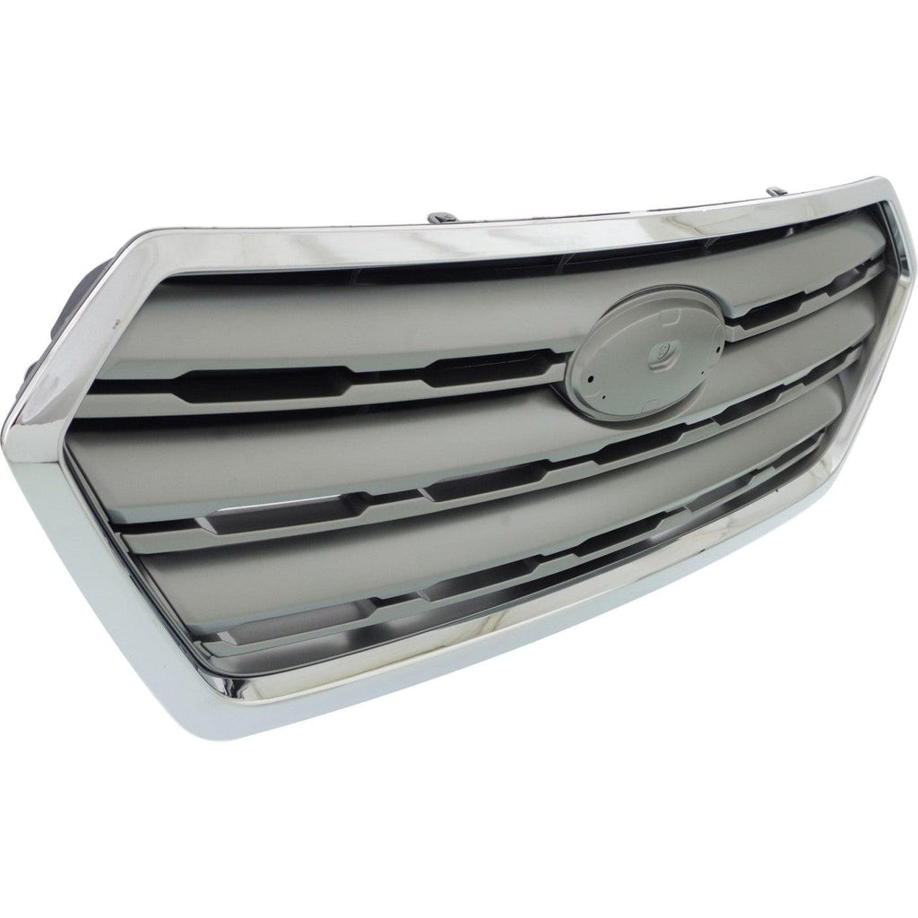 2015-2017 Subaru Outback Grille Painted Silver Gray With Chrome Moulding , SU1200159. Angle view for visual reference.