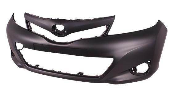 2012-2014 Toyota Yaris Hatchback Front Bumper Primed L/Le Models , TO1000381. Side view of the replacement part.