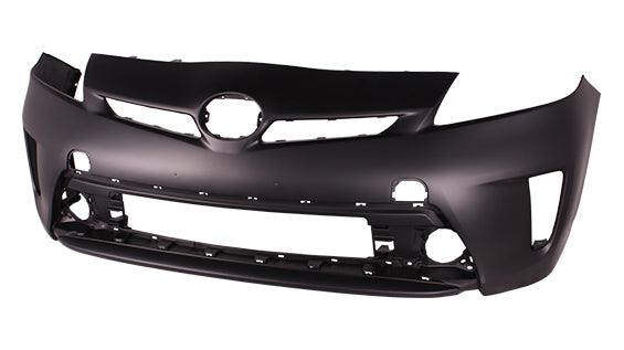 2012-2015 Toyota Prius Front Bumper Primed Without Washer Without Led Lamp , TO1000394. OEM-style replacement.