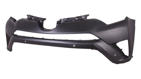 2016-2018 Toyota Rav4 Front Upper Bumper Primed With Sensor Hole , TO1014106. Factory-style replacement part.