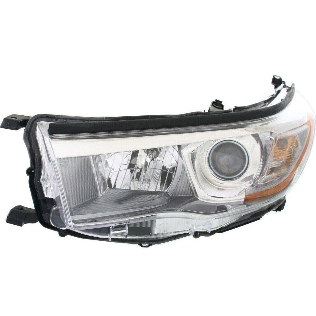 2014-2016 Toyota Highlander Hybrid Head Lamp Driver Side With Smoked Chrome Bezel , TO2502225. Replacement part ready for install.