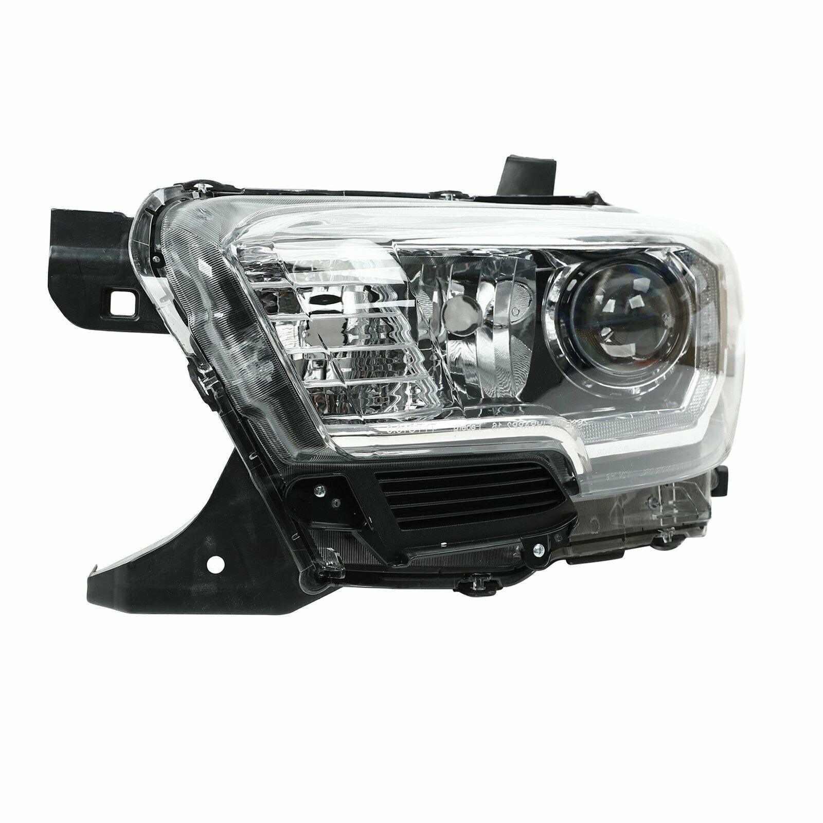 2017-2019 Toyota Tacoma Head Lamp Driver Side With Led Fog Lamp Black Bezel , TO2502254. Side view of the replacement part.