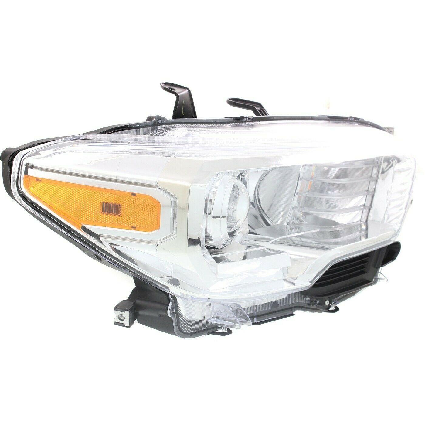2016-2019 Toyota Tacoma Head Lamp Passenger Side Halogen Chrome Bezel Without Led Drl , TO2503242. Replacement part ready for install.
