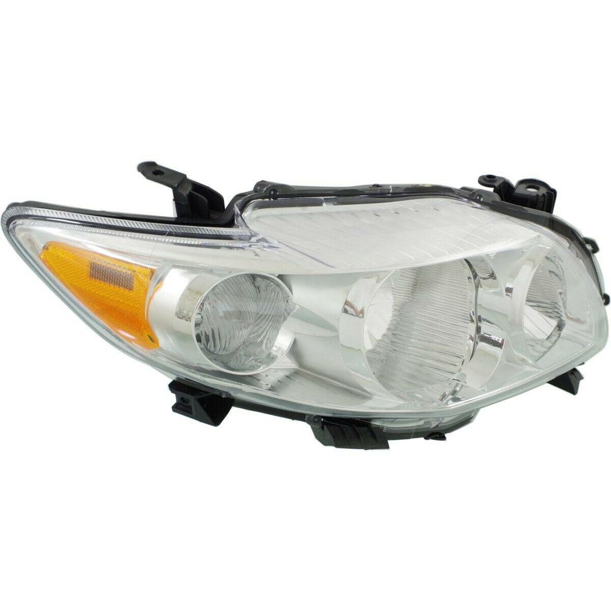 2009-2010 Toyota Corolla Sedan Head Lamp Passenger Side Base/Ce/Le/Xle , TO2519116. Side view of the replacement part.