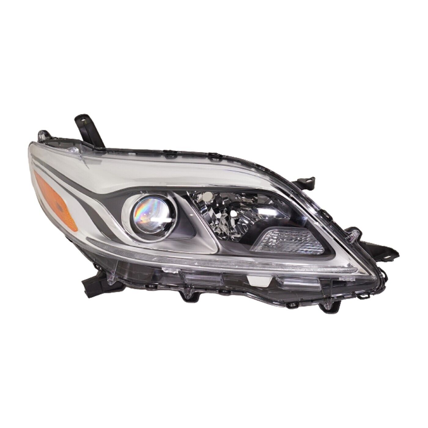 2015-2020 Toyota Sienna Head Lamp Passenger Side Hid Chrome Bezel , TO2519154. OEM-quality exterior component.