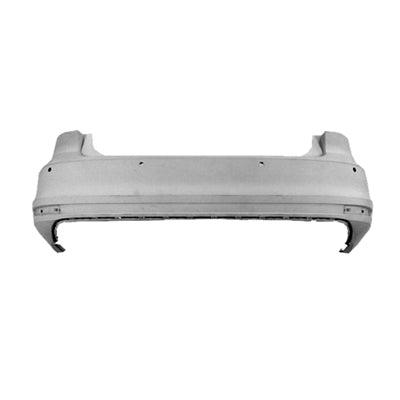 2015-2018 Volkswagen Jetta Rear Bumper Primed With Sensor , VW1100207. Side view of the replacement part.