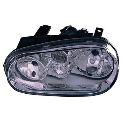 1999-2002 Volkswagen Cabrio Head Lamp Driver Side Without Fog (Chrome Bezel) , VW2502113. Replacement part ready for install.